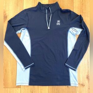 Psycho Bunny Pullover Men’s Small Blue Colorblock Quarter Zip Performance Shirt